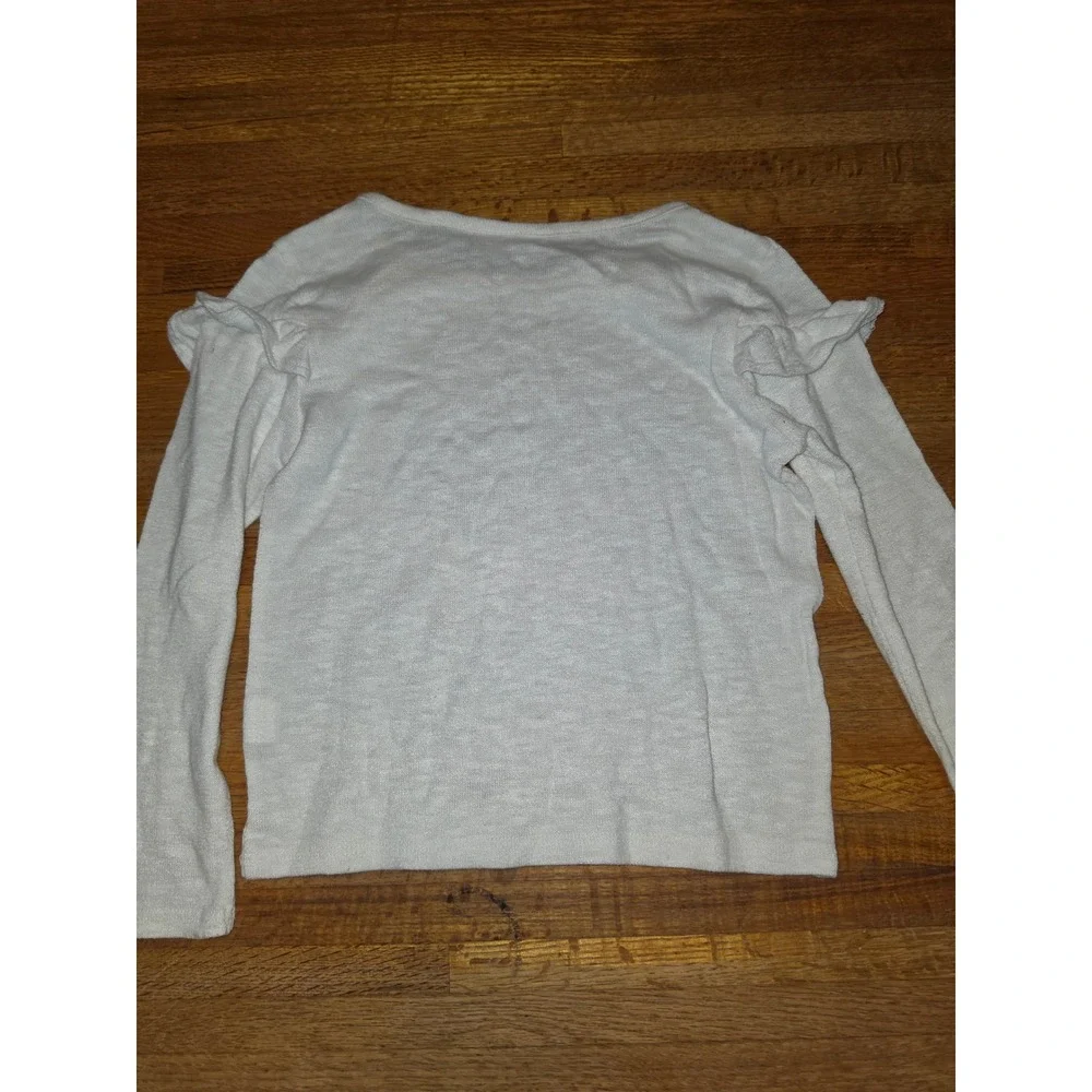 The Children's Place Girls Small 5/6 Ivory Ruffle Studded Knit Pullover Sweater